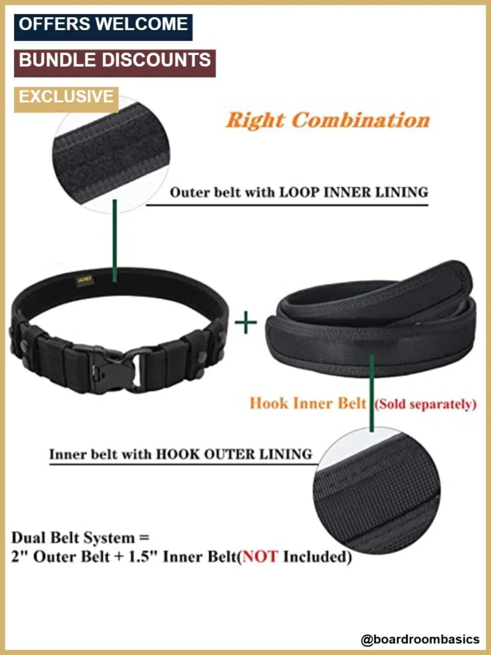 Nylon Police Duty Belt Heavy Duty Stiff Utility Belt with 4 Keepers Law